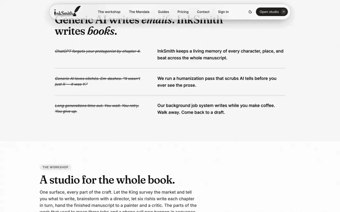 InkSmith का इंटरफ़ेस